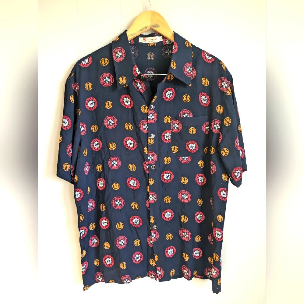 Jian Jun Bolo Korean Ice Silk Button Down Shirt‎ size XL Casual Cool Lightweight